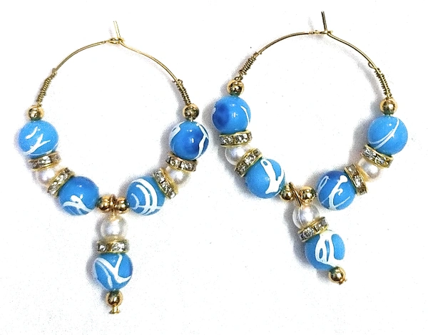 NIBRAS Designer Acrylic Beads Golden Hoop Earrings - B09JFV5XGL, 7 gm, 4mm x 6mm x 1mm